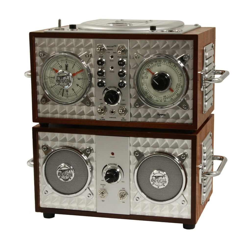 Spirit Of St. Louis Wooden Alarm Clock CD Radio