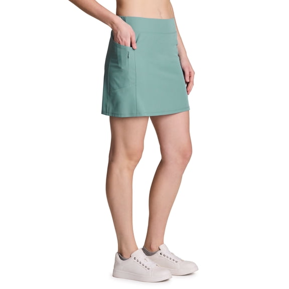 RBX Active Women's Athletic Zipper Pocket Woven Skort With Inner Bike Short