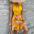 thumbnail image 2 of EQWLJWE Robe Longue pour Femmes Mode Féminine Col Rond Sans Manches Taille Haute Imprimée Nœud Papillon Robe Trapèze, 2 of 3