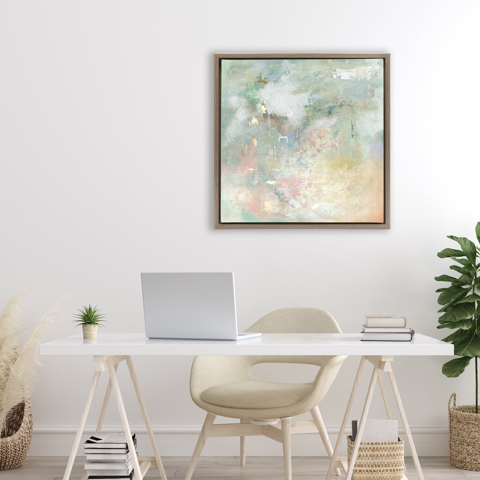 Stupell Industries Ethereal Brushstroke Harmony Brown Framed Floater Canvas Wall Art, design by Carol Robinson