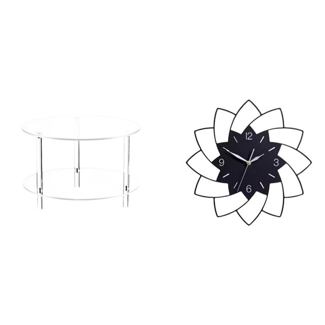 Mesa Auxiliar Compacta De Acrílico Y Reloj De Pared Con Forma De Flor Para Sala De Estar, Dormitorio, Baño Y Hogar. Fácil Montaje. Mueble Decorativo Silencioso.