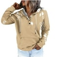 thumbnail image 4 of WXLWZYWL Womens Long Sleeve Tops Drawstring Sweatshirt Button Sweater Workout Blouses Floral Print Outdoor Hoodie with Pockets, 4 of 5