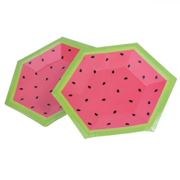 TAILTOSS Birthday Cake Plates Paper Rosy Disposable Tableware for Carnival Theme 16Pcs