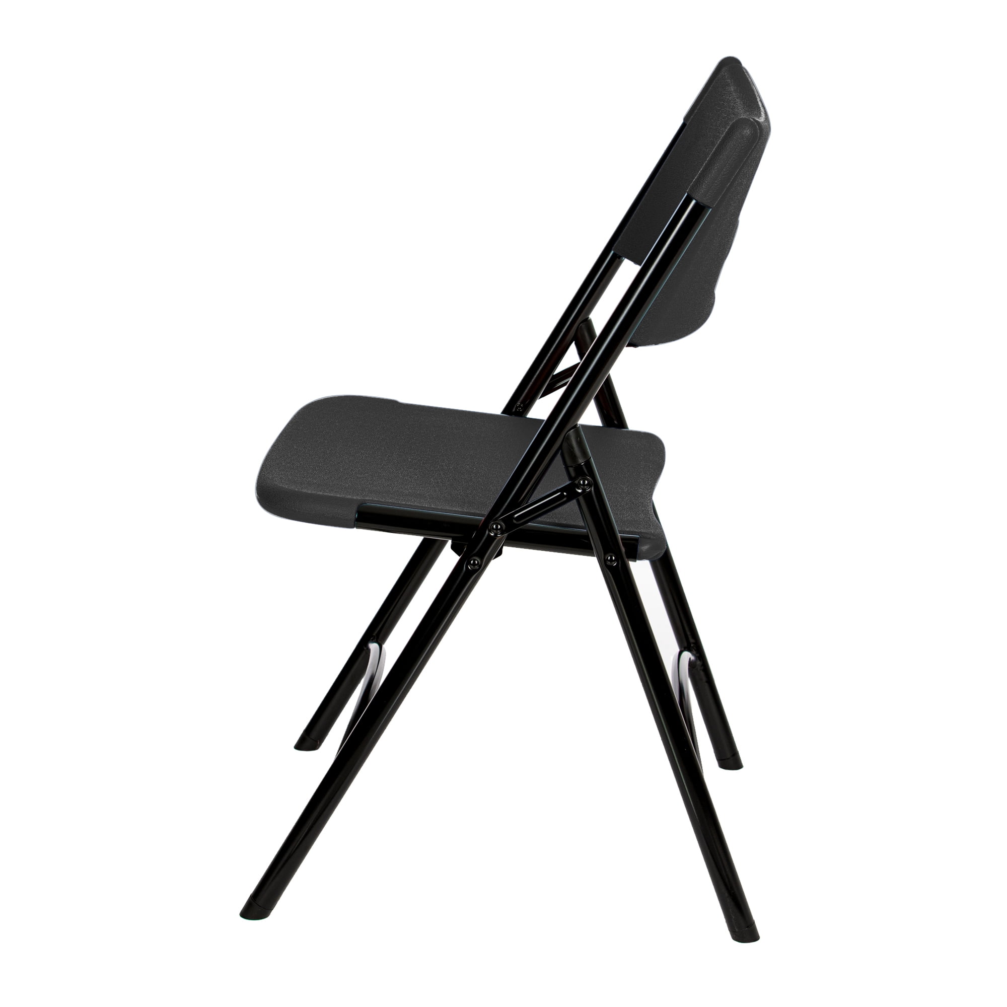 Hampden Furnishings Gwnyeth Collection Blow-Molded Plastic Folding Chair, Black, Pack of 4