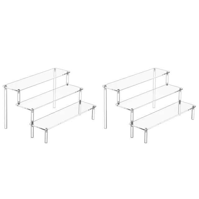 2X Acrylic Display Risers, Perfume Stand Organizer, Clear Acrylic Shelf Risers for Stands for Food, Tabletop Use