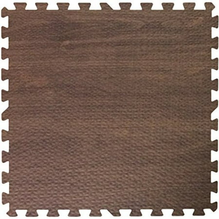 Get Rung Walnut Woodgrain Fitness Mat With Interlocking Foam Tiles