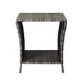 thumbnail image 7 of Tcbosik 18-Inch Square Rattan Side Table in Gray, Outdoor/Indoor 2-Tier Storage End Table with Glass Top & Open Shelf, for Living Room, Patio, Deck, Balcony, 7 of 7