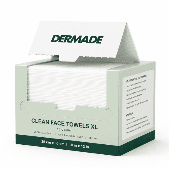 Clean Facial Towels XL, Disposable Face Towels for Sensitive Skin, 50 Count