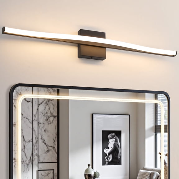 Deyidn 31.5-inch Modern Black Wall Sconce, Dimmable LED Wall Light with Adjustable Color Temperature, Acrylic Shade for Bedroom, Living Room, Hallway, Entryway