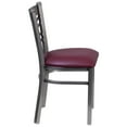 thumbnail image 5 of BizChair 2 Pk. Silver Antique Finish with Clear Coat ''X'' Back Metal Restaurant Chair - Burgundy Vinyl Seat, 5 of 8