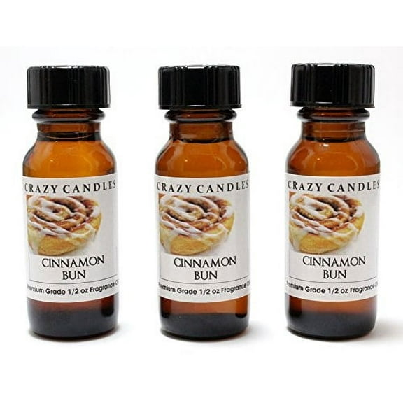 cinnamon bun 3 bottles 1/2 fl oz each (15ml) premium grade scented fragrance oil by crazy candles