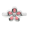 thumbnail image 4 of 925 Sterling Silver Stackable Expressions Polished Pink Enameled Flower Ring Size: 8; for Adults and Teens; for Women and Men, 4 of 5