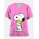 thumbnail image 3 of Camiseta de mujer, uniforme de enfermera, adorable estampado de dibujos animados de Snoopy y Charlie Brown, cuello en V, bolsillo, ropa de trabajo médica, uniforme de enfermera, tops, 3 of 5