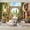 Color 3, variant on Wallpaper Charming Italian Cobblestone Street Outdoor Caf Flower Peel and Stick Wall Murals 100"H x 144"W Removable PVC Wall Paper Self-Adhesive Wall Paintings Art Decor for Bedroom Living Room