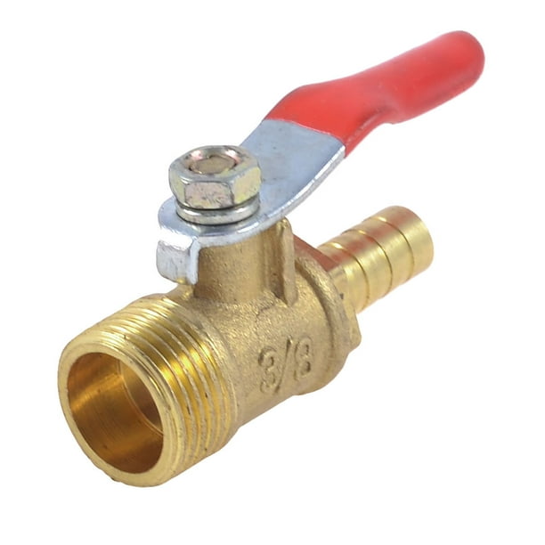 Válvula de bola de manija de palanca en línea de 5/16" 8mm Barb Hose a 3/8" PT Rosca Macho