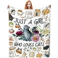 thumbnail image 2 of Cat Blanket Ultra Soft Flannel Throw Blanket Just a Girl Who Loves cat Blankets Cat Gifts for Cat Lovers Cozy Lightweight Blankets for Women Kids Adults 50"X 40", 2 of 6