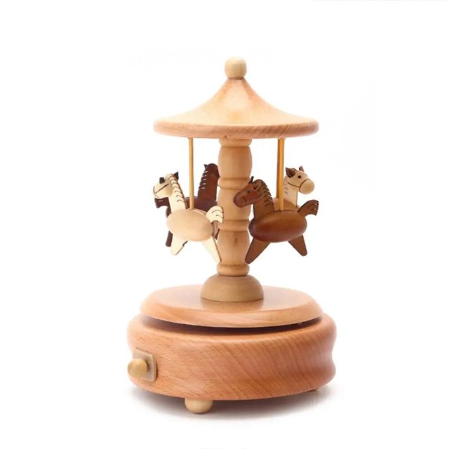Elegante Caja De Música De Madera Castillo Carrusel Caja Musical Cumpleaños Regalo De Navidad Para Novia Novio Caja De Sonido Musical Presente, caja musical, carrusel navideño, regalo navidad