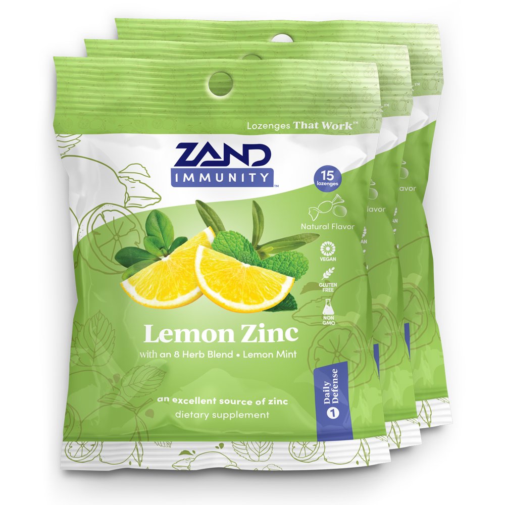 Zand Immunity Lemon Zinc HerbaLozenge Soothing Throat Drops No Corn