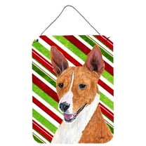 Carolines Treasures SC9347DS1216 Basenji Candy Cane Holiday Christmas Wall or Door Hanging Prints 12WX16H multicolor