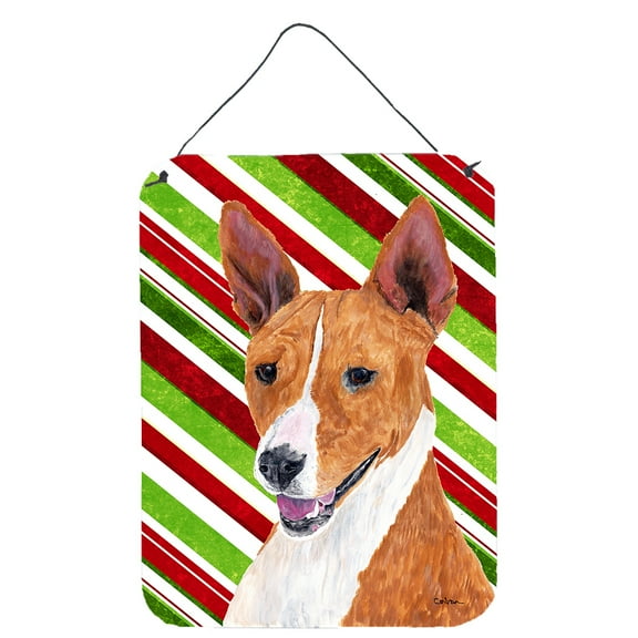Carolines Treasures SC9347DS1216 Basenji Candy Cane Holiday Christmas Wall or Door Hanging Prints 12WX16H multicolor