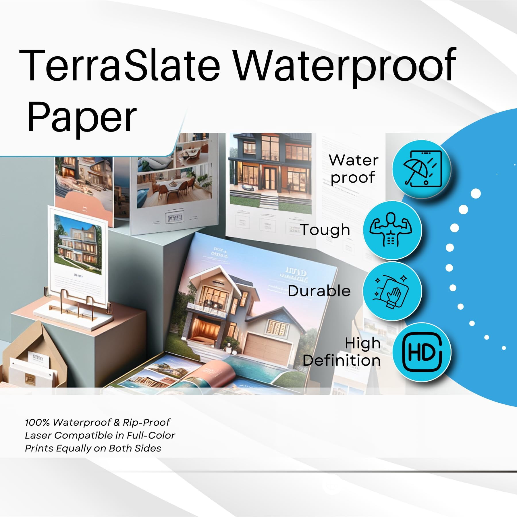 SplashProof Waterproof Paper, 8.5" x 11", 10 Mil, 50 Sheets