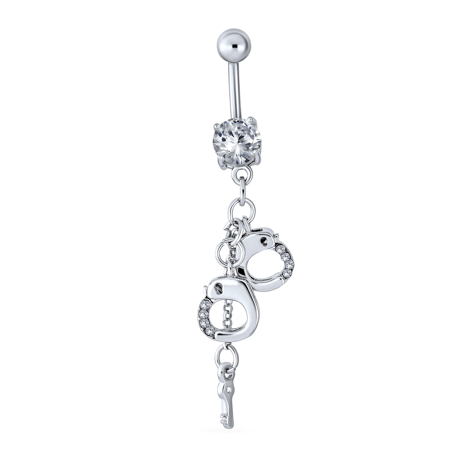 Jewels Fashion Surgical Steel Crystal Bedazzled Ball belly ring Black
