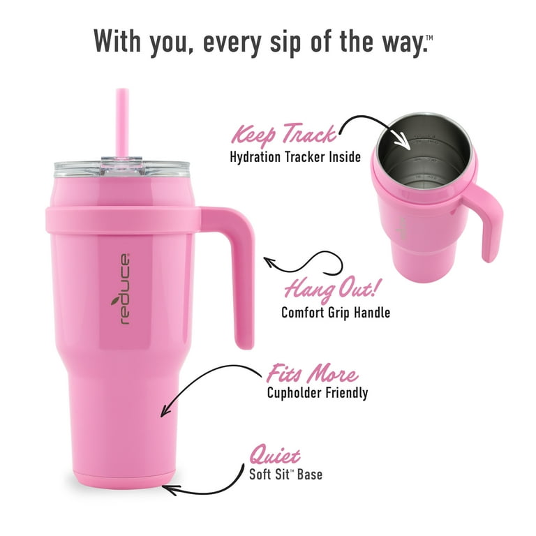 Reduce Vacuum Insulated Stainless Steel Cold1 40oz Tumbler with Handle, 3  Way Lid, & Straw: Peony with Opaque Gloss Finish 