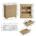thumbnail image 2 of Modern Fluted Bathroom Vanity with Basin – Freestanding Bath Cabinet, 2 Drawers & Turn over-Down Drawer, Easy to Assemble & Clean, Single Basin Vanity Set, Walnut, 30 Inches, 2 of 9