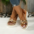 thumbnail image 6 of Hoshose Women Low Heel Sandals Elastic Ankle Strap Roman Rhinestone Summer Comfortable Beach Dressy Sandals, 6 of 9