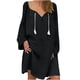 thumbnail image 1 of Vestido de mujer Vintage Casual Vestido con cuello en V Manga larga Suelto con flecos Midi Vestido Pompotops  ghjkhdj17294, 1 of 8