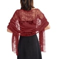 thumbnail image 2 of Only Moment All season scarf Elegant Lace Fringe Shawl Wraps, Women Evening Dress Pashmina Scarf, Retro 1920s Design for Wedding, Formal Events and Special Occasions Wine,One Size, 2 of 4