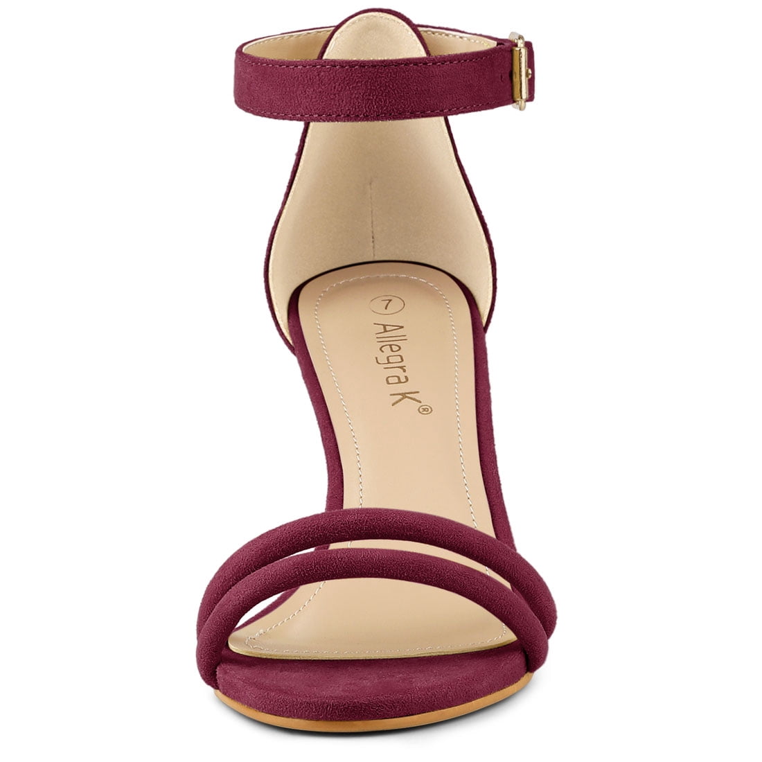DARING DIVA Women's Kitten Heel Ankle Strap Sandals for Fashionable Occasions Burgundy 8.5