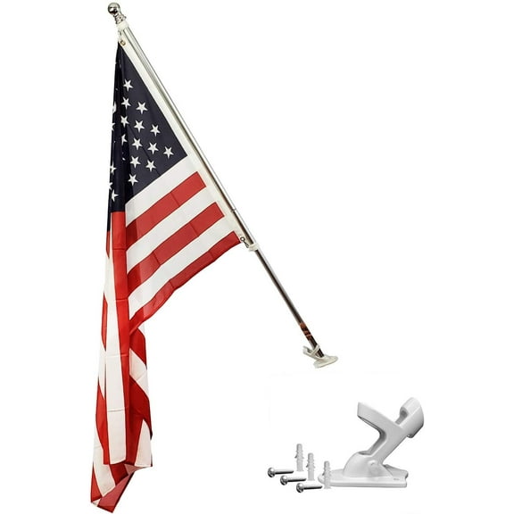 FFN 6ft Flagpole, Tangle Free Spinning Aluminum Telescopic Flag Pole and Mount for 3x5ft or 2x3ft Flags, Includes a 3x5 Foot USA American Flag 6' Silver