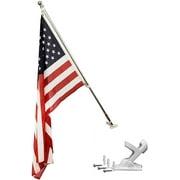 FFN 6ft Flagpole, Tangle Free Spinning Aluminum Telescopic Flag Pole and Mount for 3x5ft or 2x3ft Flags, Includes a 3x5 Foot USA American Flag (6' Silver)
