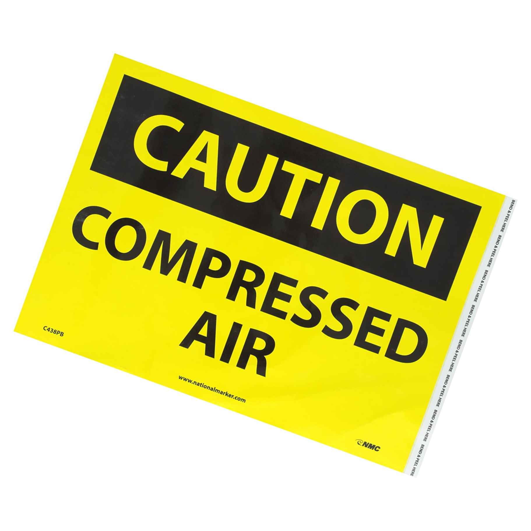 COMPRESSED AIR Pressure Sensitive Adhesive Vinyl 14 Length x 10 Height Black on Yellow NMC C438PB OSHA Sign Legend CAUTION COMPRESSED AIR Pressure Sensitive Adhesive Vinyl 14 Length x 10 Height Black on Yellow NMC C438PB OSHA Sign Legend CAUTION