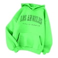 thumbnail image 2 of CAIVO Long Sleeve Hoodies For Women Oversized Los Angeles California Letter Print Hoodie With Pocket Casual Pullover Sweatshirt Athletic Tops, 2 of 3