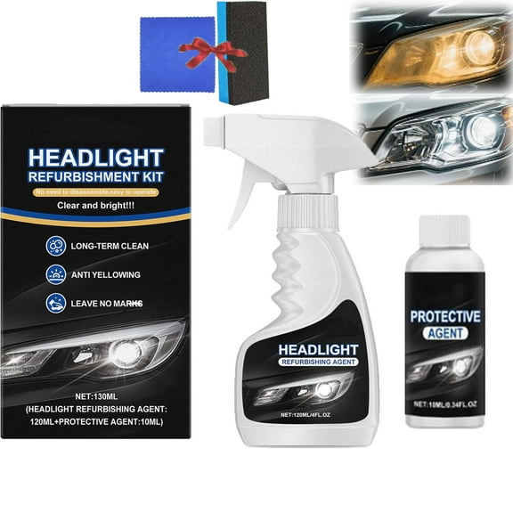 Q4 Headlight Restoration Polish, Headlight Cleaner and Restorer Kit, Crystal Coating UV Protection