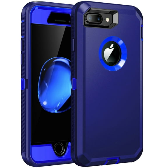 RegSun for iPhone 8 plus,iPhone 7 plus Case,Built-in Screen Protector, Shockproof 3-Layer Full Body Protection Rugged Heavy Duty Hard Cover Case for iPhone 8 /7 5.5 inch,Dark Blue
