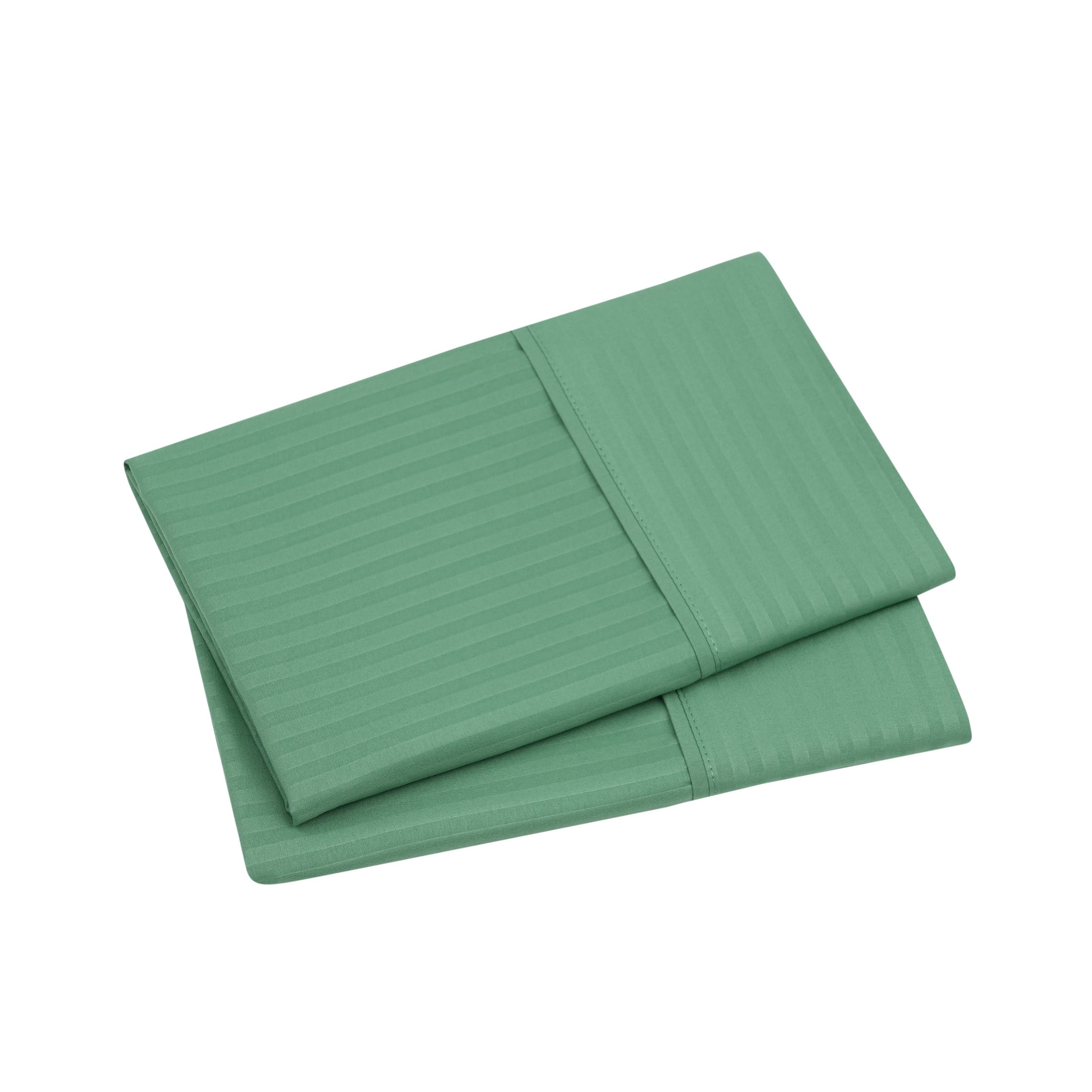 Mainstays Super Soft Brushed Microfiber Pillowcase Set, Green Sage Embossed Stripe, Standard/Queen, 2 Piece