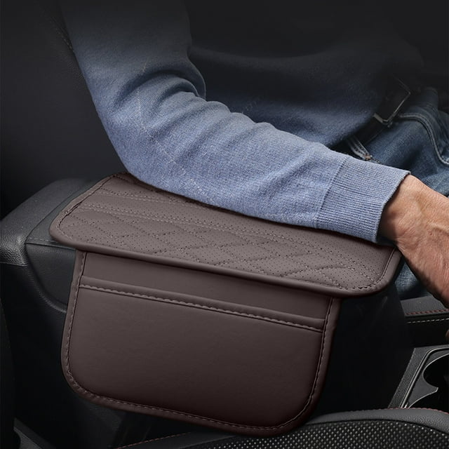 Almohadilla central del reposabrazos del coche Alfombra de alto acolchado – Funda de cojín de cuero para el codo, diseño ligero y fino, 12,4"x11,4", ajuste universal, negro/rojo/gris/café/beige