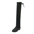thumbnail image 1 of CEHVOM Bottes Nues à Fermeture Éclair à Bout Rond à Tige Longue pour Femmes, Talon Carré, Bottillons Longs, 1 of 9