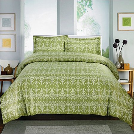 Sage Cotton Summer Collection - Home Sweet,Printed Damask 600- Thread Count, Cotton Rich Sheet Set Collection (King, Sage Damask)