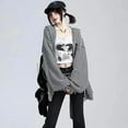 thumbnail image 2 of 2023 Loose Stripe Rabbit Ear Knitted Hoodies Women Hooded Zip up Sweatshirts Y2k Autumn Cute Cardigan Coat Kpop Kawaii Clothes, 2 of 5