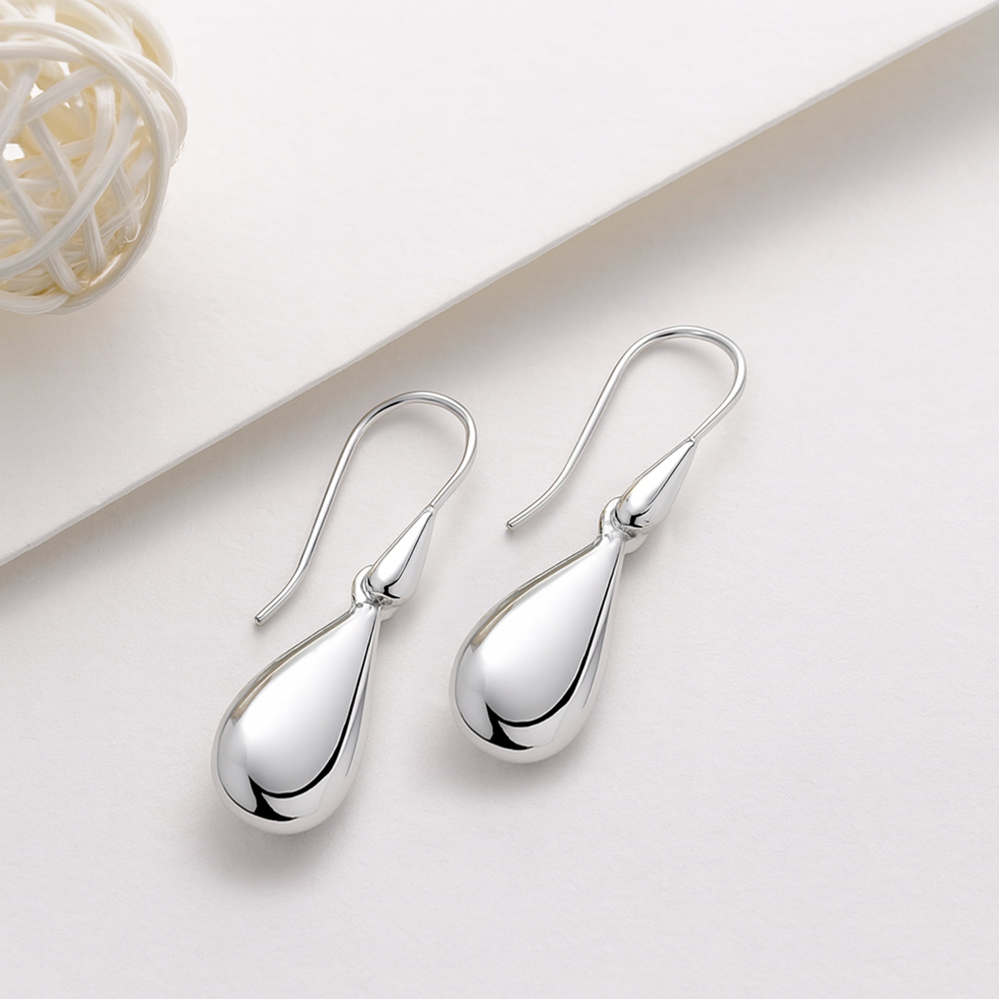 Vintage Boho Chic Teardrop .925 Sterling Silver Dangle Earrings