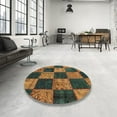 thumbnail image 3 of Ahgly Company Indoor Round Contemporary Dark Brown Patchwork Area Rugs, 4' Round, 3 of 6