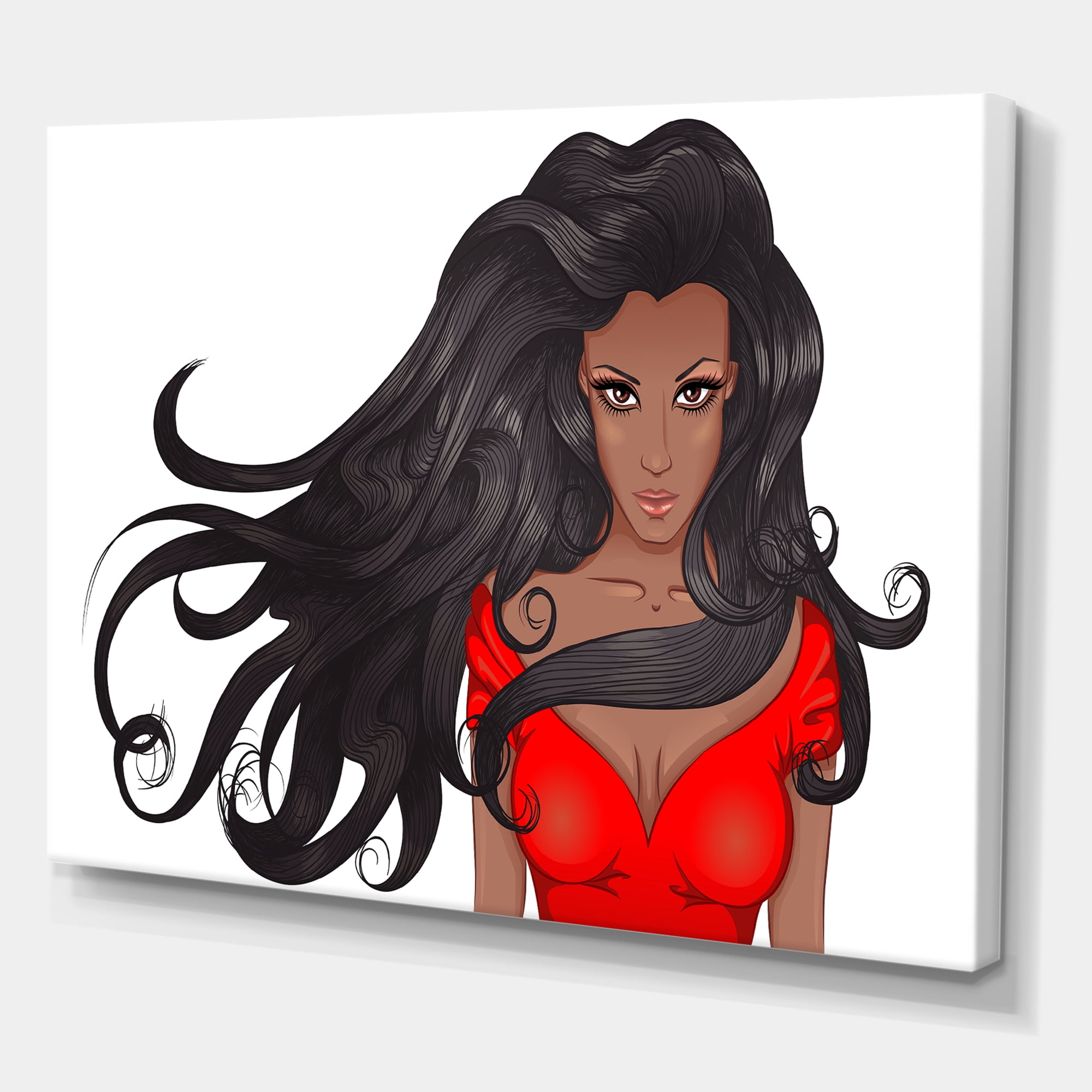 Designart ' Portrait of African American Female XIV ' Modern Canvas Wall Art Print