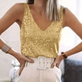 thumbnail image 4 of Amzcrzy Womens Tops Fashion Sequin Round Neck Beach Vacation Outfits for Women Flowy Glitter Party Summer Sleeveless Shirts Casual Loose Solid Color Going Out TopsM, 4 of 8