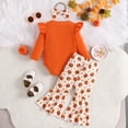 thumbnail image 3 of Okbabeha Baby Girl Halloween Outfit Pumpkin Patch  one-piece  Romper Jumpsuit+Pumpkin Pants Bell Bottom Headband Set Fall Clothes, 3 of 8