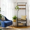 thumbnail image 4 of Boutique Home Entry Way Bench Shoe Rack And Coat Rack In Rustic Brown, 4 of 7