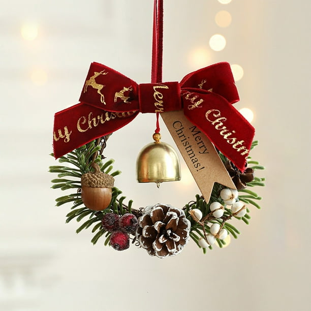 Adornos navideños, 1 colgante navideño con forma de campana y flor para puerta, con forma de piña y piña, para decorar el árbol de Navidad.